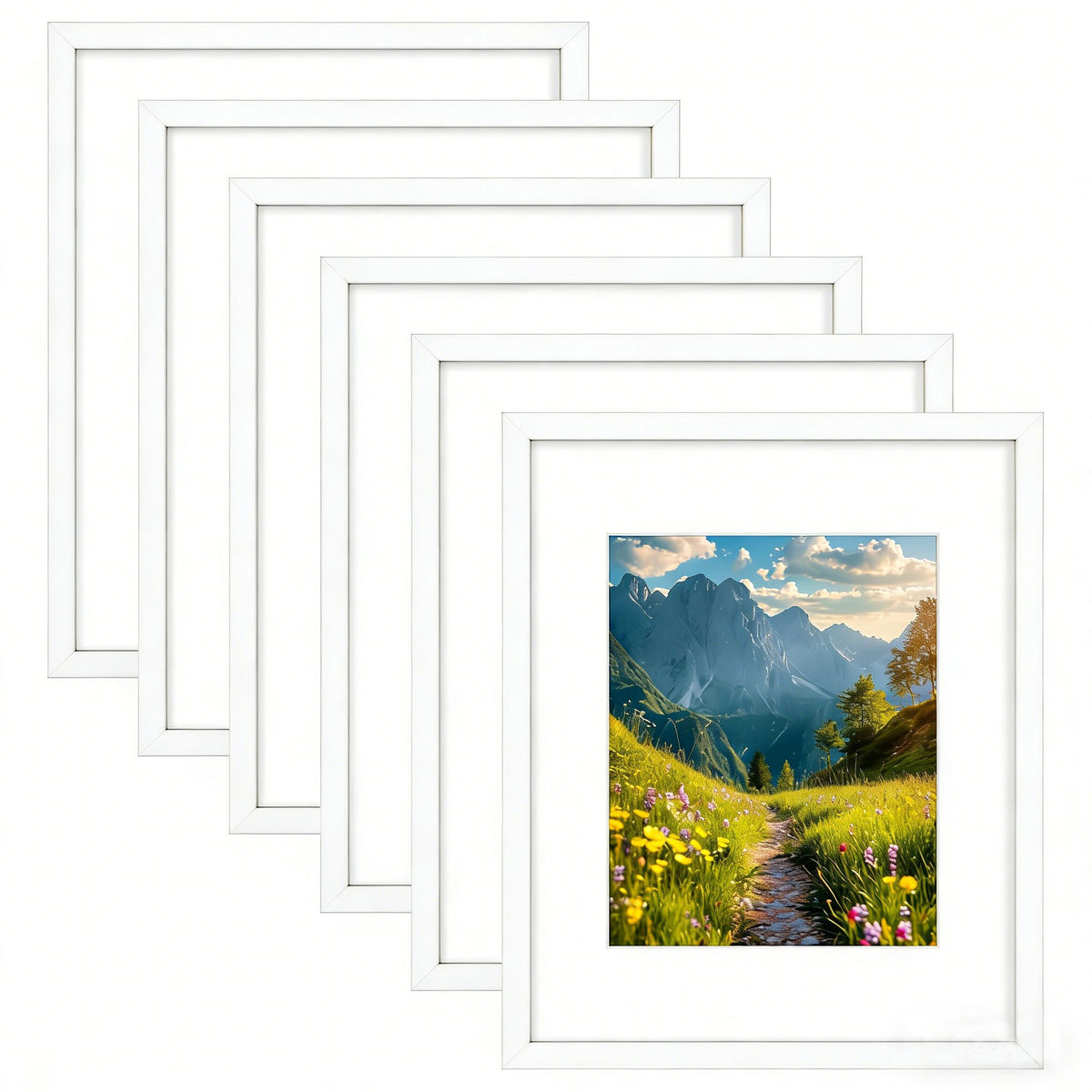 6 Packs 6x8/8x10/9x12/11x14/16x20 Picture Frames Set, Engineered Wood Gallery Wall Frame Set with Plexiglass - Wall Mounting or Tabletop Display