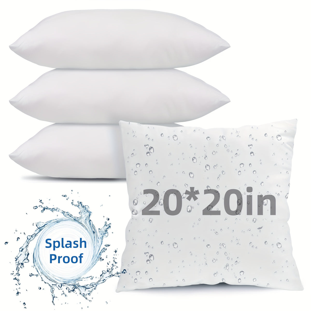 4-Pack/6-Pack 12x20/18x18/20x20 Inch Outdoor High Quality Pillow Inserts, Soft Fluffy Throw Pillows, High-Capacity Microfiber Filled Pillow Cores, Multiple Sizes for Sofa Pillows, Decorative Square Throw Pillows, Suitable for Sofas, Beds