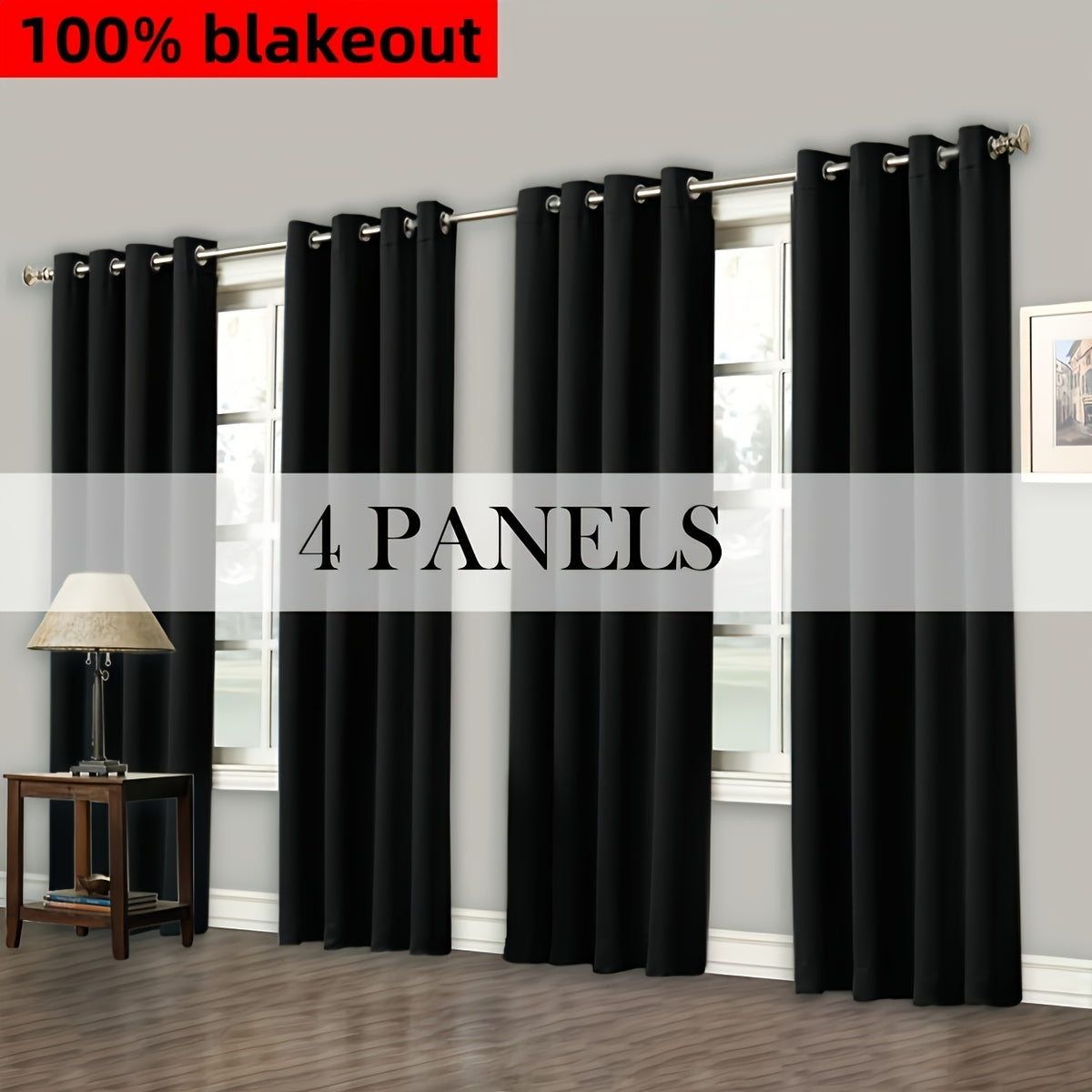 4pcs Set, Easy Blackout Curtains with Film Covering And Rope Loops, Suitable for Bedrooms, Studies, Living Rooms, And Dining Rooms As Blackout And Sun Protection Curtains