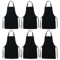 Chef Apron Set of 6, Unisex Adult Polyester Canvas Cooking Aprons with Two Front Pockets in Seven Colors for Baking, Restaurant and Craft Use
