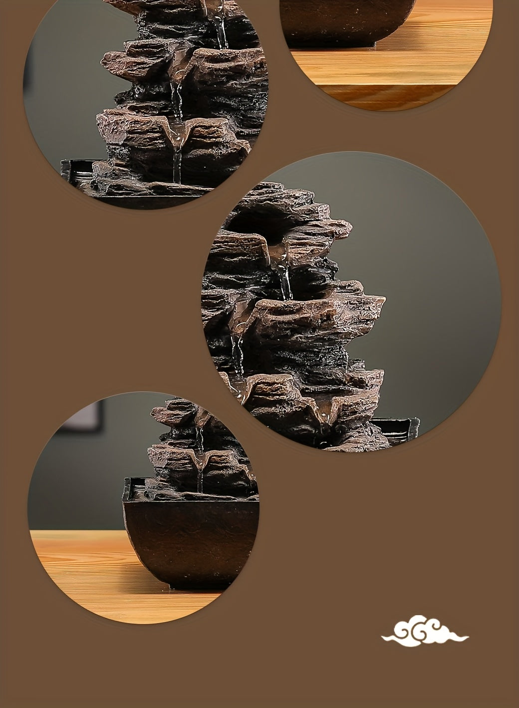 1pc Desktop Fountain, Meditation Waterfall, LED Illuminated Desktop Fountain, Vividly Simulating Rocks, Suitable For Home, Office, Bedroom Decoration, Living Room Decoration, Hotel Club Decoration, USB Powered Desktop Fountain