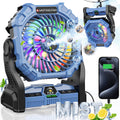 Rechargeable Misting Camping Fan, 20000mAh Portable Outdoor Fan with 4 Speeds, 200ml Water Tank, RGB Lighting and USB Output for Tent and Patio Use