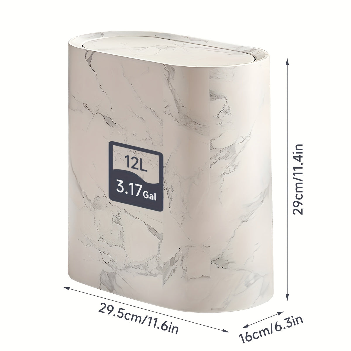 2pcs Trash Can with Marble And Wood Grain Pattern, Plastic Wastebasket with Built-in Handles, Easy to Clean, Rustproof, Space-Saving Design, Ideal for Small Spaces In Bathroom, Laundry, And Home Office, (2pcs/1pc), Halloween Gifts, Christmas Gifts