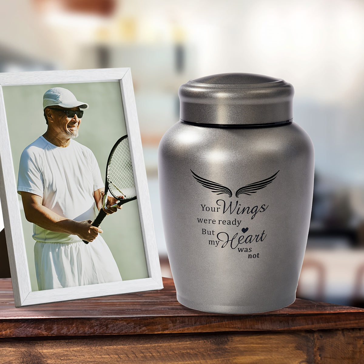 Adult Memorial Cremation Urn, 8.5-Inch Listed Size in Black or Silvery Options for Human Ashes, Remembrance Displays and Family Memorial Arrangements