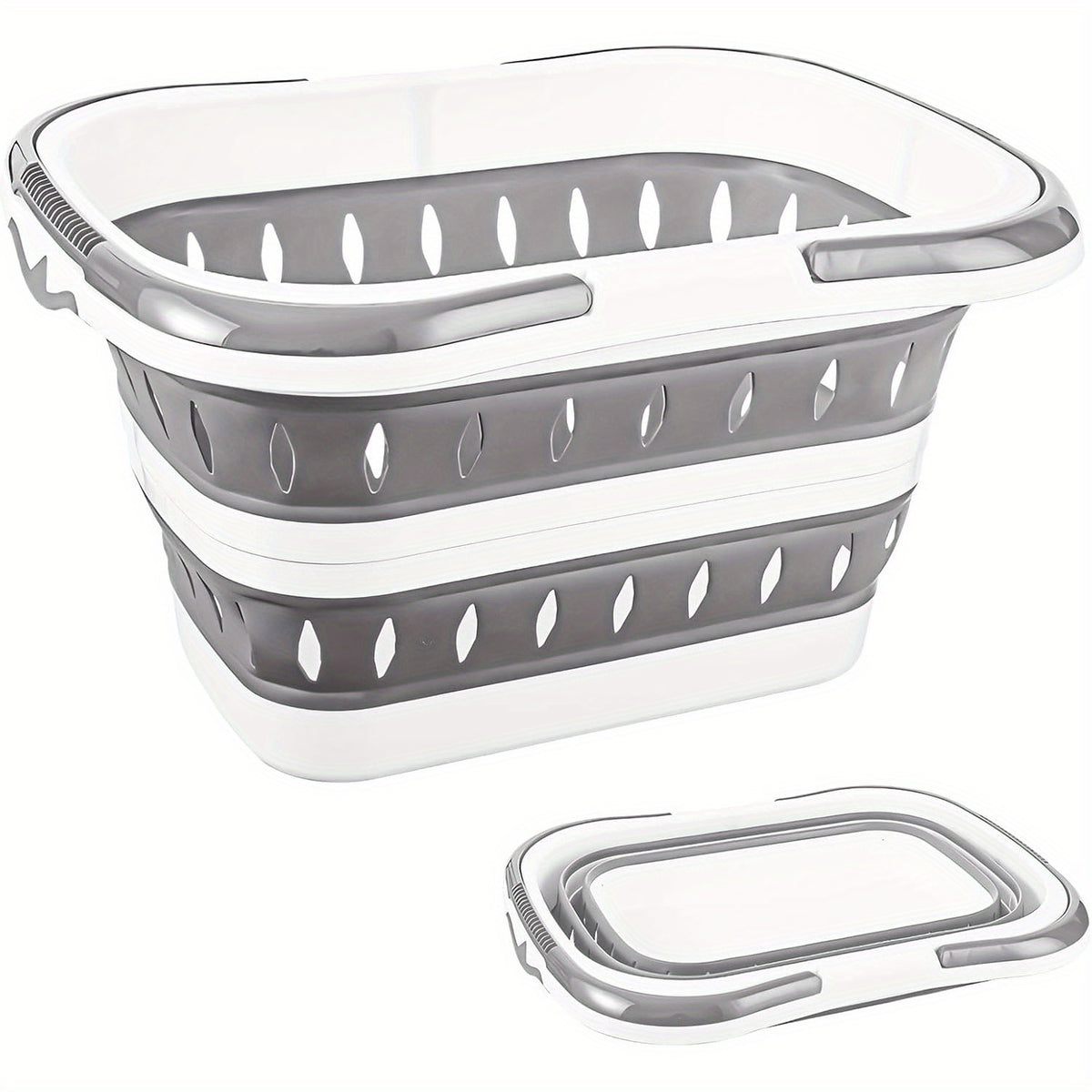 Foldable Plastic Laundry Basket with Handles, Collapsible Laundry Hamper, Space-Saving Dirty Clothes Storage Organizer Bin, Portable Storage Basket for Bedroom Closet Bathroom, College Dorm Room Essentials, Apartment Must-Haves, Laundry Baskets