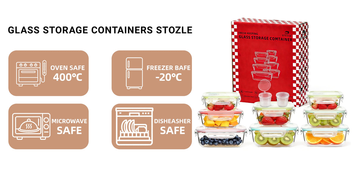 16pcs Sealed Glass Food Storage Containers, Lunch Box, Microwave, Oven - Great For Salads, Fruits, Vegetables And Sandwiches, Lunch Box | Sealed Storage | Durable Glass, Food Storage Containers (8 Lids + 8 Containers)