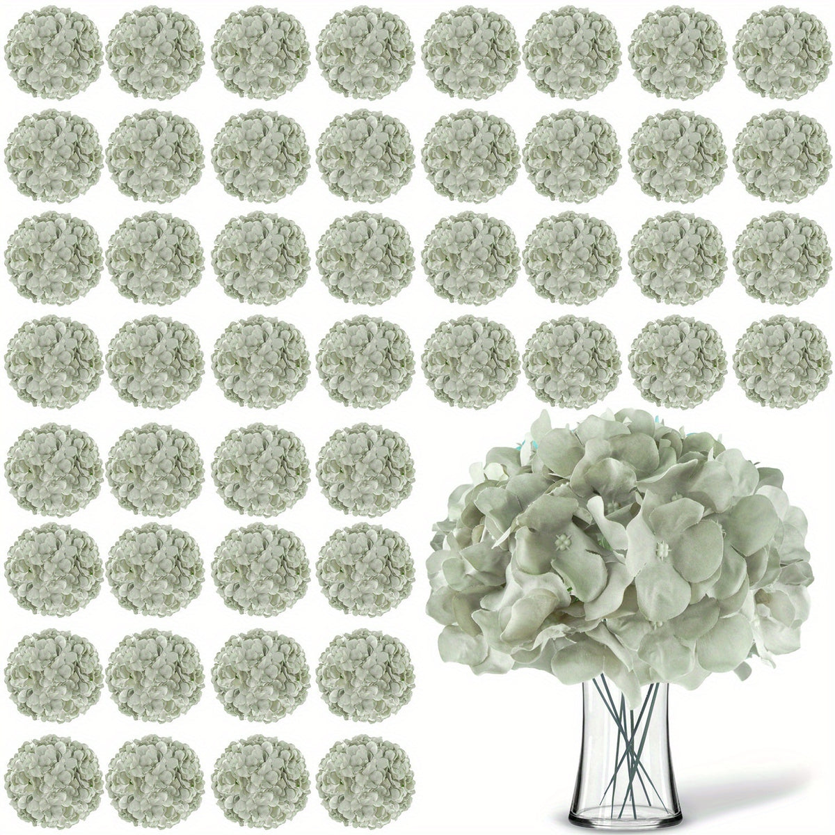 63pcs Artificial Hydrangea Flowers with Stems - Realistic Full Faux Silky Blooms, Round Heads Suitable for Wedding, Baby Shower, Garden, Party Decor, Home Decoration - Fake Flowers for Centerpieces, Arrangements, Year-Round Use