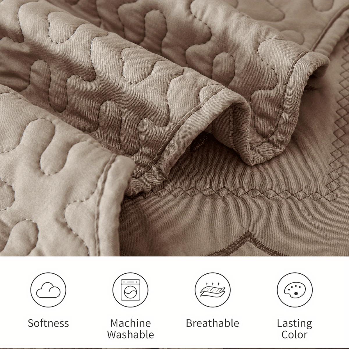 3pcs Exquisitely Crafted King/ Queen Size Quilted Bedspread Set with Intricate Floral Embroidery - 100% Polyester, Wrinkle - Resistant, Lightweight, Perfect for Adding A Touch of Elegance To Your Bedroom Decor