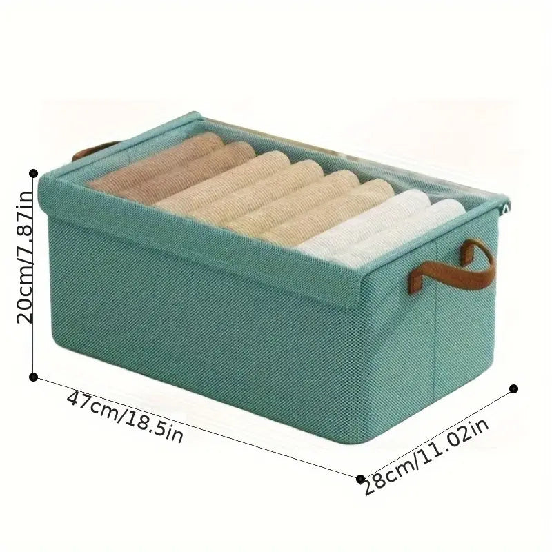 4/ 6pcs Clothes Organizer Box With Handles, Foldable Wardrobe Storage Box With Steel Frame, Stackable Sundries Storage Box With Bottom Plate, Storage Box With Transparent Visual Lid - 18.5*11.02*7.87inch