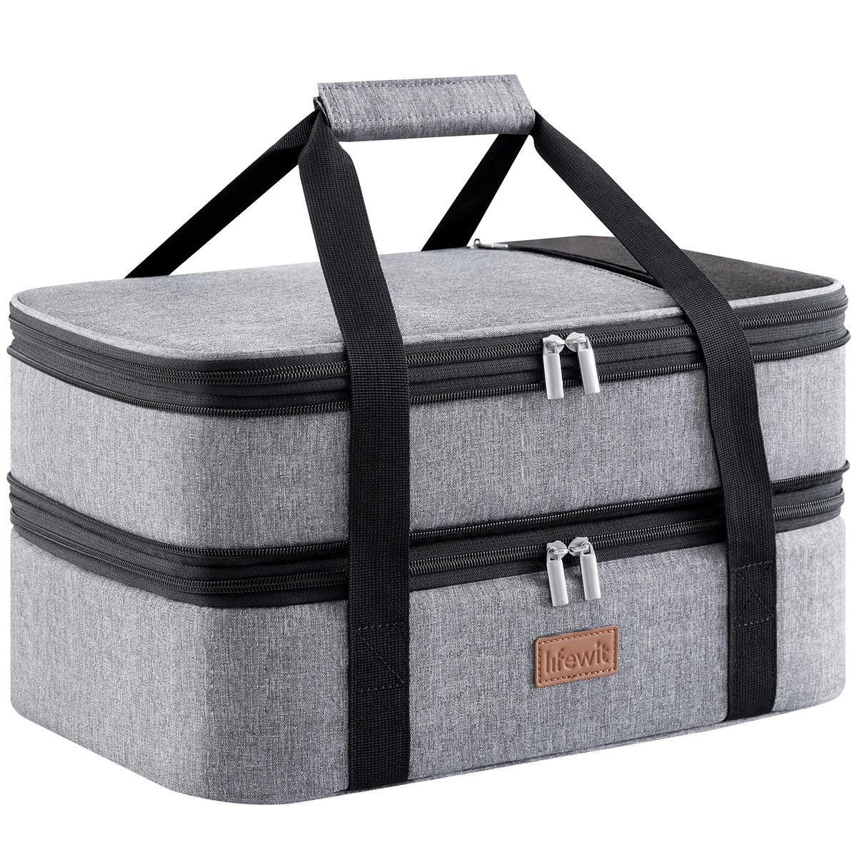 Insulated Casserole Carrier with Expandable Double Decker Compartments, Food Tote for 9 x 13 Inch Baking Dishes, Potlucks, Picnics and Holiday Meals