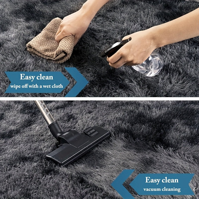 [Plush Fluffy Mat] 1pc Tie-Dye Plush Soft Interior Fluffy Mat, Modern Luxury Plush Mat, Absorbent, Non-Slip &, Suitable for Living Room and Bedroom Areas, Home Decor