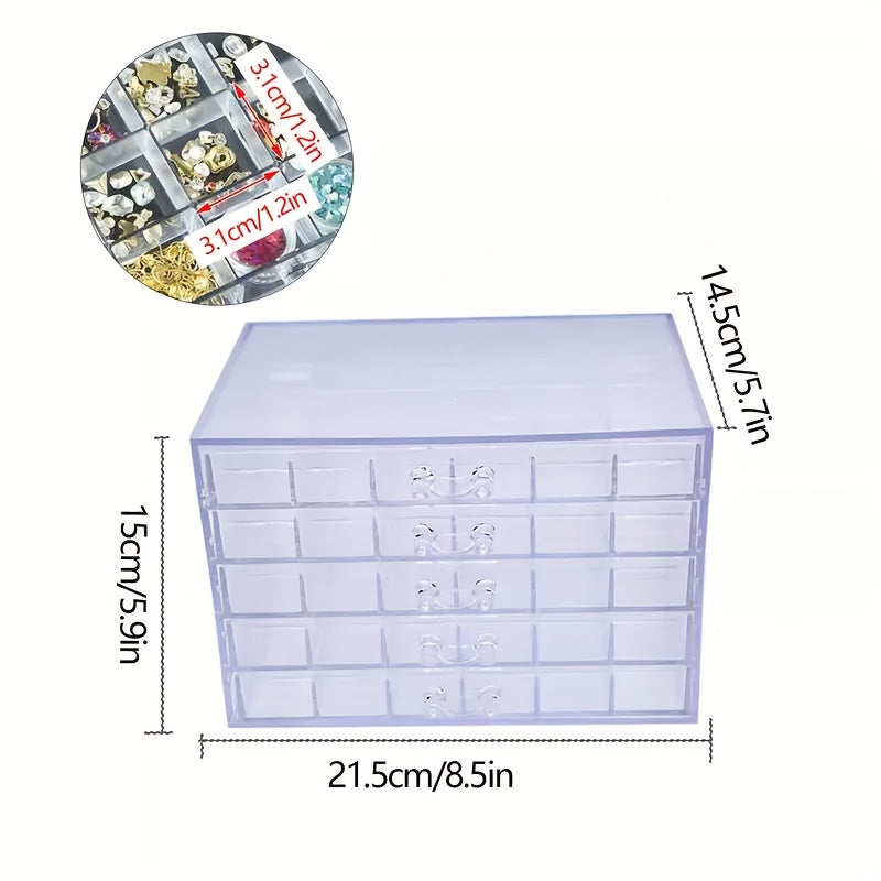 1pc, 5-layer Drawer-type Nail And Accessory Storage Box, Transparent Style, Drawer-type Is Also Easy To Access, Suitable For Small Storage Containers Of Nail Art, Necklaces, Earrings, Rings And Other Accessory Items, Jewelry Boxes