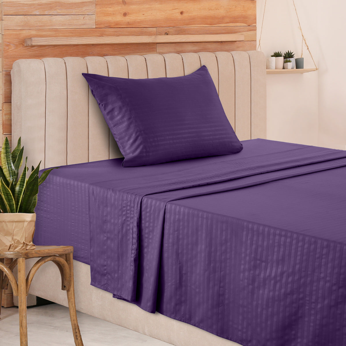 Lux Decor 4/3 Pieces Striped Bed Sheets Set - Hotel Luxury Sheets, Deep Pocket Up to 16 Inches, Extra Soft, Breathable Cooling Sheet & Pillowcases, Easy To Fit, Wrinkle Free, Fade & Stain Resistant Bedding Set