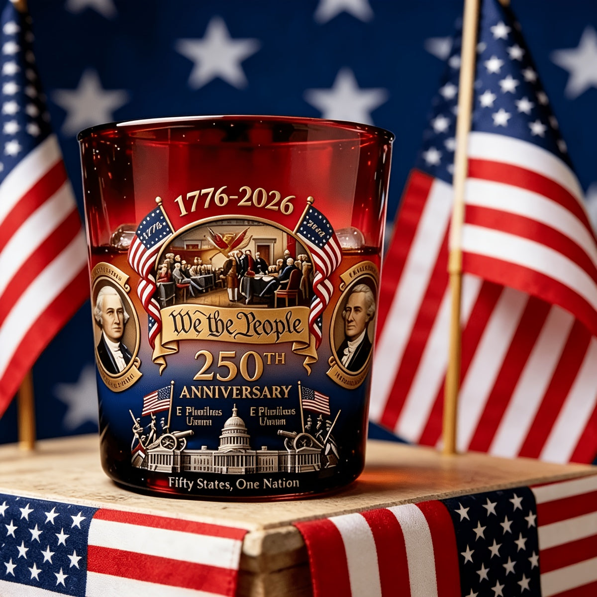 250th Anniversary Edition Whiskey Glasses, Set Of 2, 10 Ounces. Oval-shaped, Reusable, Multifunctional, Perfect for Celebrations. An Excellent Gift for The Elderly, Friends, And Partners