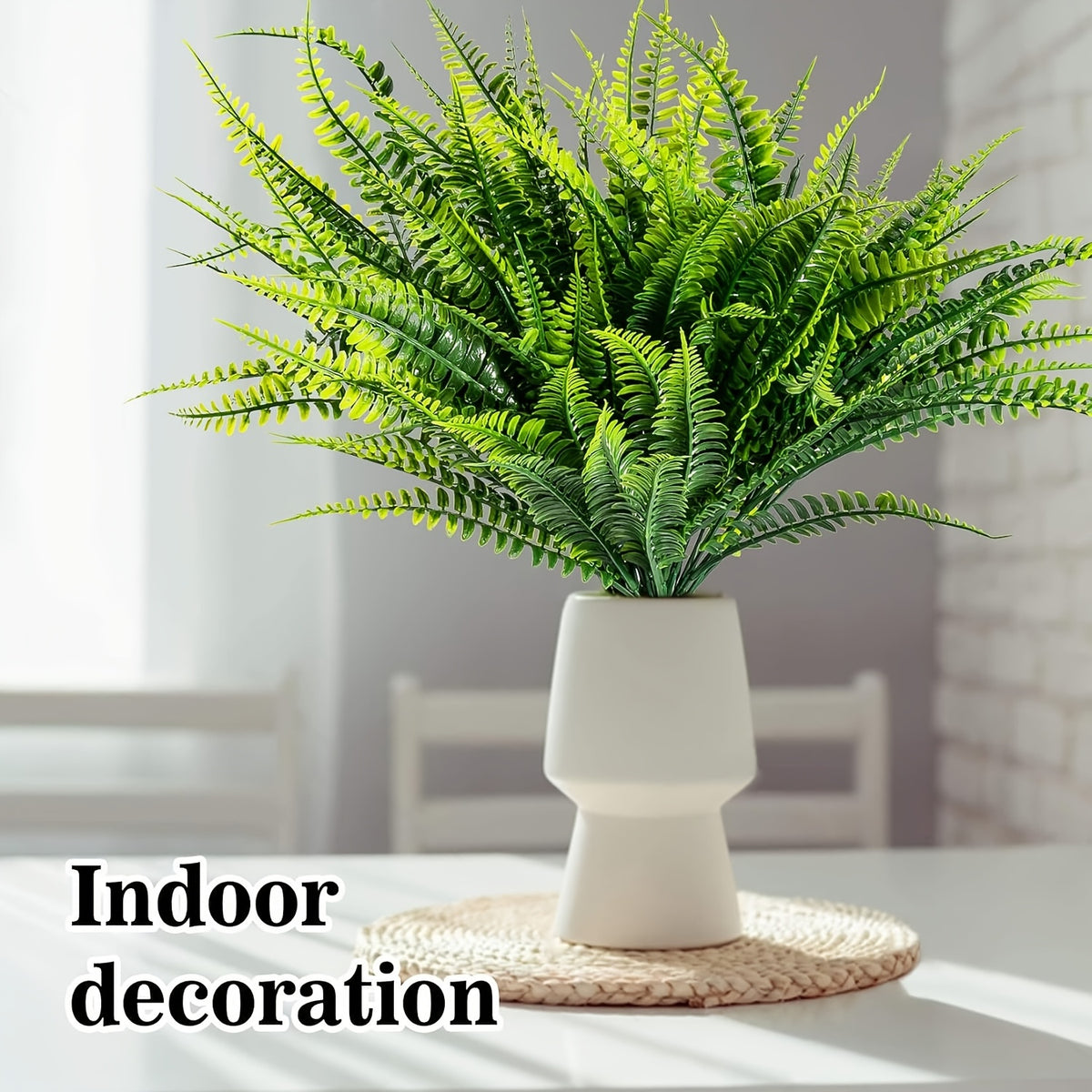 Set of 20 Artificial Ferns Suitable for Outdoor Use, These Faux Boston Ferns Are Made from Uv-Resistant Plastic, Perfect for Enhancing The Decor of Homes, Offices, Gardens, Patios, And Yards