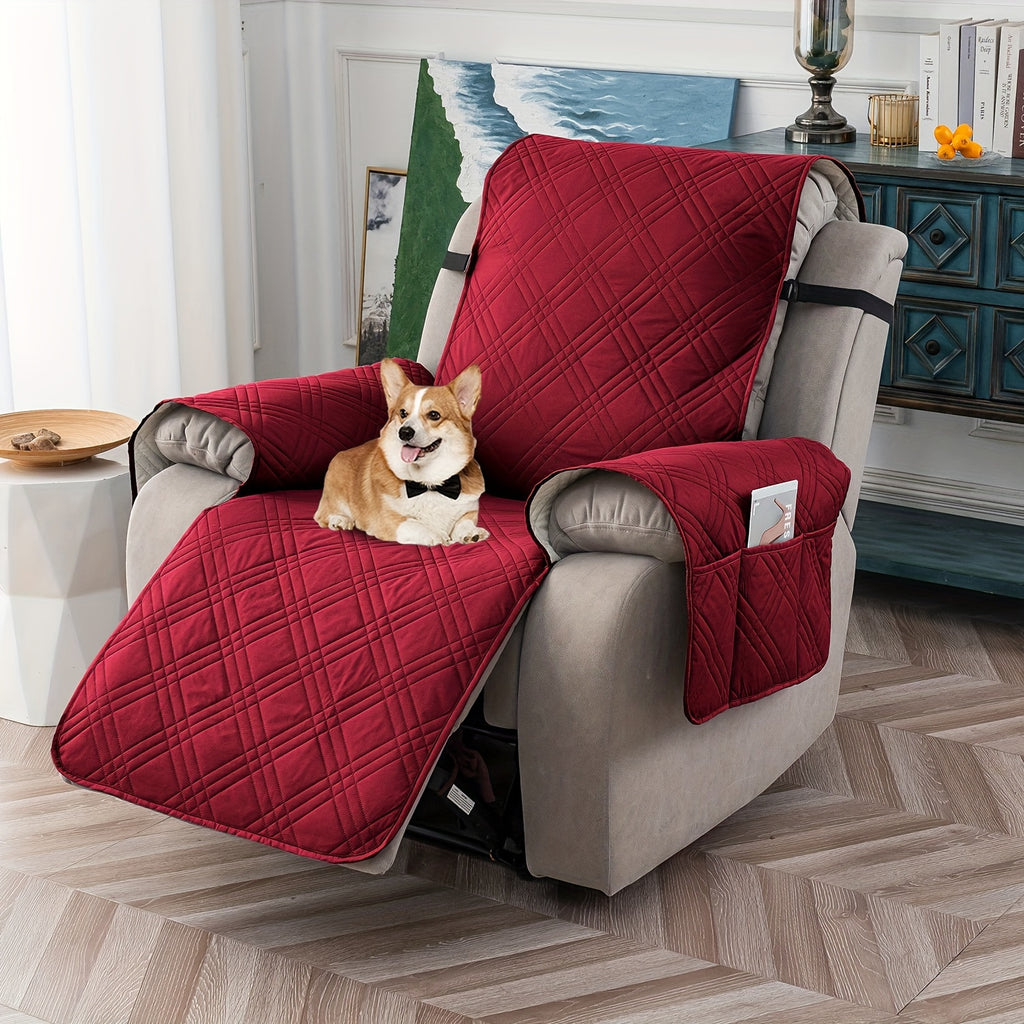 1pc 100% Waterproof Recliner Chair Cover, Non Slip Recliner Covers for Recliner Chair with Pocket, Pet Scratch-Resistant Sofa Slipcover, Washable Furniture Protector, Easy to Install for Living Room, Bedroom, And Study, Halloween Home Decorations