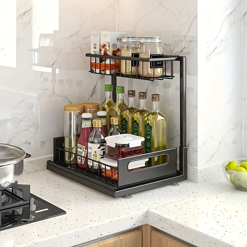 Under Sink Organizers, Metal Pull Out Under Sink Organizers And Storage Shelves with Sliding Drawer, Under Sink Storage for Kitchen, Bathroom (1pack/2pack)