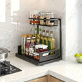 Metal Under Sink Organizer with Sliding Drawer, Two-Tier Pull-Out Cabinet Storage Rack for Kitchen and Bathroom, Black White or Gray, 1 or 2 Pack