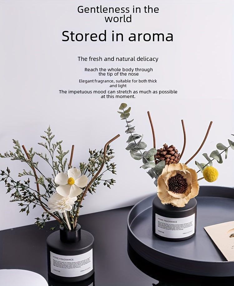 KBHOMFRA Real Flower Reed Diffuser 3.38 Oz(100ml) Jasmine Tea Home Fragrance Scent Essential Oil Diffuser With Sticks Aroma Home Christmas Decor For Air Fresheners Bathroom