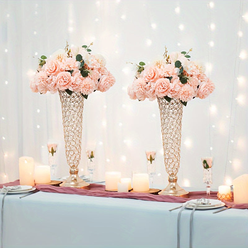 Two Crystal Vases, Standing 20 Inches Tall, Perfect for Centerpieces on Dining Tables, Wedding Celebrations, Birthdays, And Home Decoration