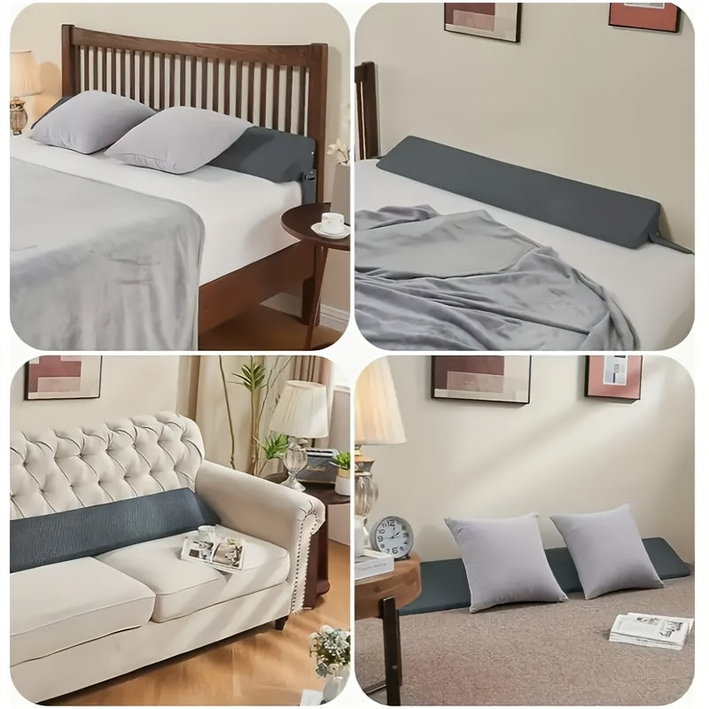 Mattress Gap Filler Pillow with Removable Cover, Triangular Headboard Bed Wedge in White or Grey for Twin, Full, Queen and King Bedrooms