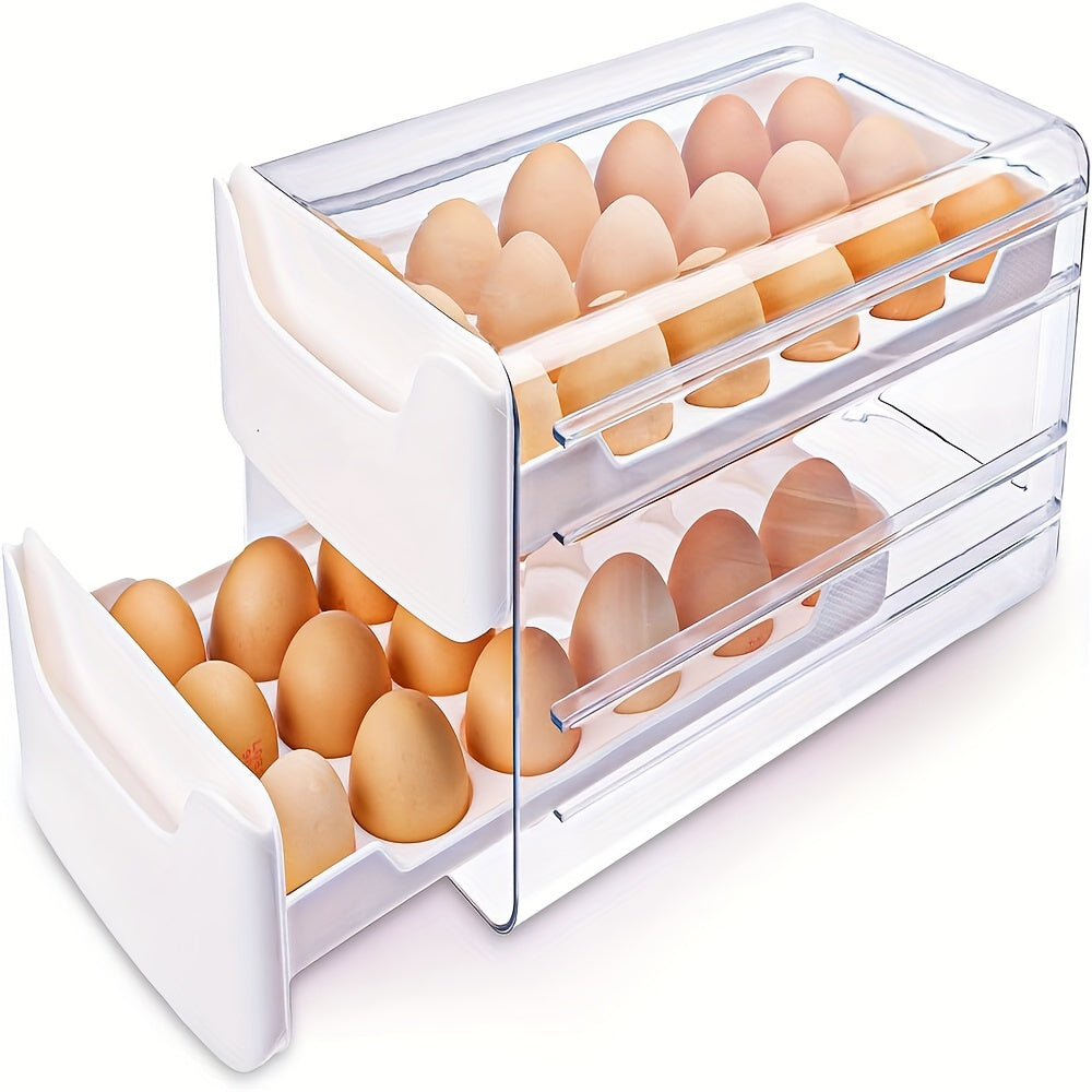 Egg Holder for Fridge, 2 Layers Fresh Egg Storage Container Organizer Bin, Each Layer Could Hold 18 Eggs, Clear Stackable Plastic Egg Tray with Handles, for Fridge, Kitchen, Home, 12X 6.9X 6 Inches, for Halloween And Christmas