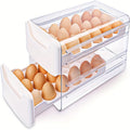 Refrigerator Egg Organizer, 36-Egg Two-Tier Clear Plastic Storage Container with Handled Trays, 12 x 6.9 x 6 Inches for Home Kitchen Organization