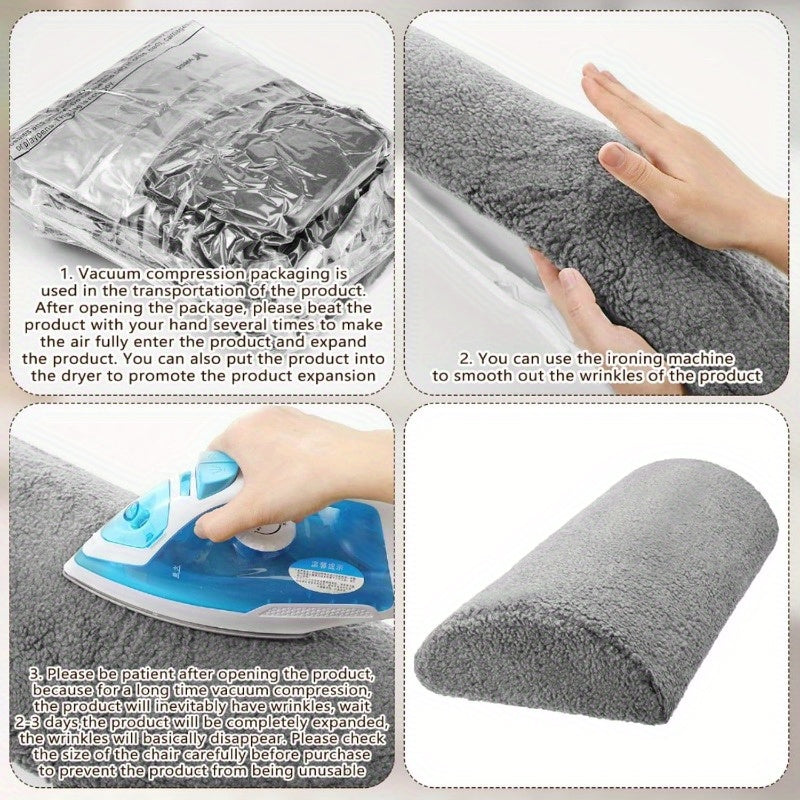 Recliner Foot Pillow with Memory Foam - High Resilience Sherpa Bolster Cushion for Leg Support, Back, Lumbar, Headrest, Multipurpose Half Roll Pillow for Bed Chair Sofa, Great Thanksgiving Christmas Gift