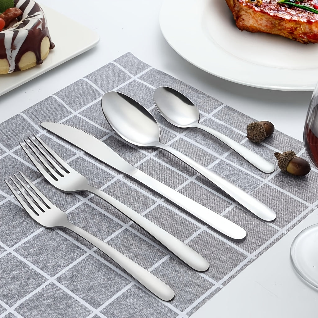72pcs/48pcs/20pcs Stainless Steel Silverware Flatware Cutlery Set, Includes Dinner Knife Fork Spoon Steak Knives, Food Grade Rust And Scratch Resistant Tableware