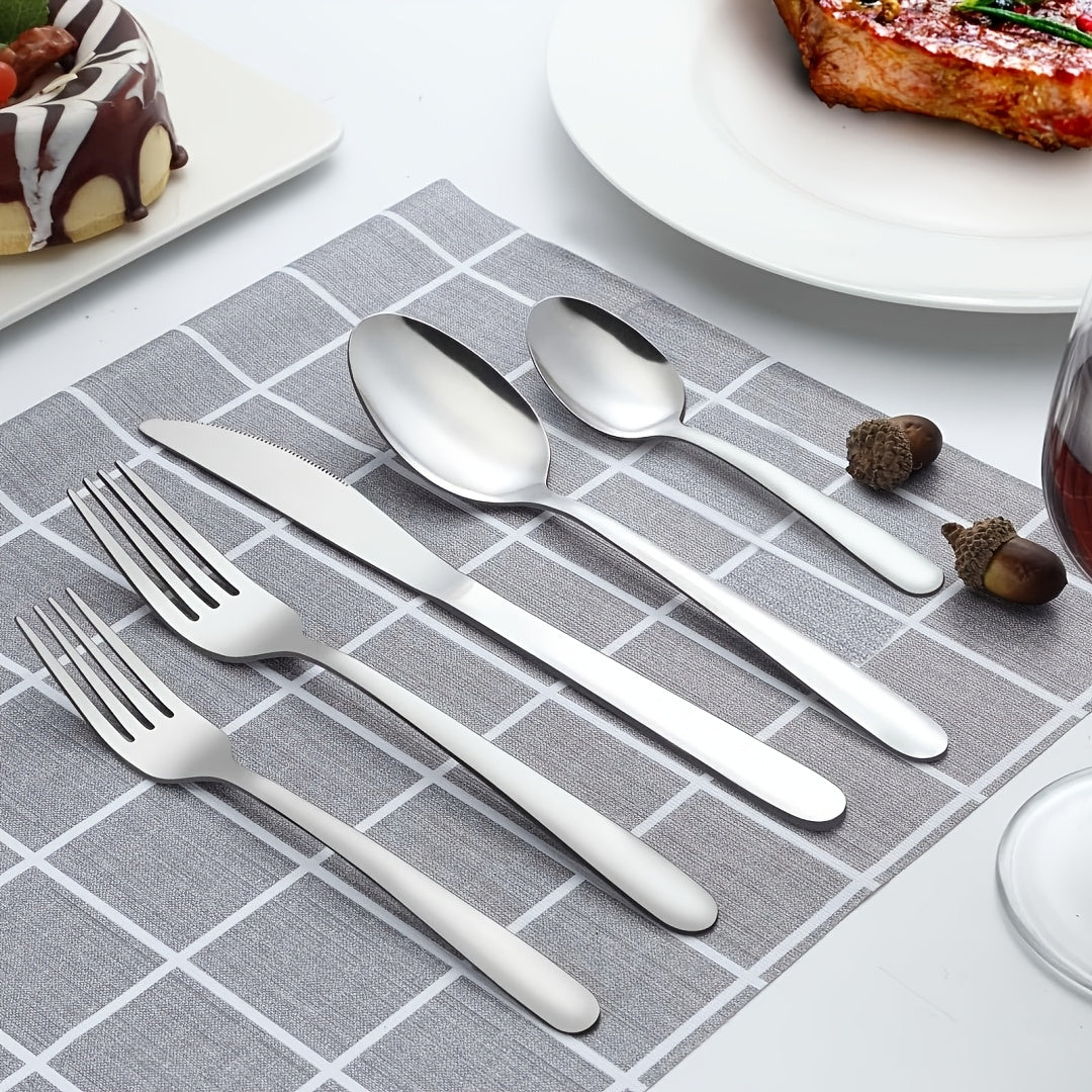 72pcs/48pcs/20pcs Stainless Steel Silverware Flatware Cutlery Set, Includes Dinner Knife Fork Spoon Steak Knives, Food Grade Rust And Scratch Resistant Tableware
