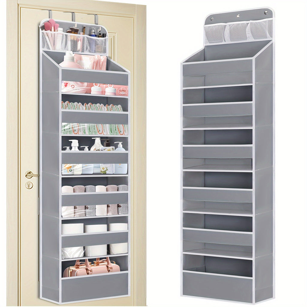 6 Pocket Over Door Organizer, Hanging Storage for Diapers, Shoes and Bathroom Essentials in Pink, Black or Grey for Nursery, Bedroom and Closet