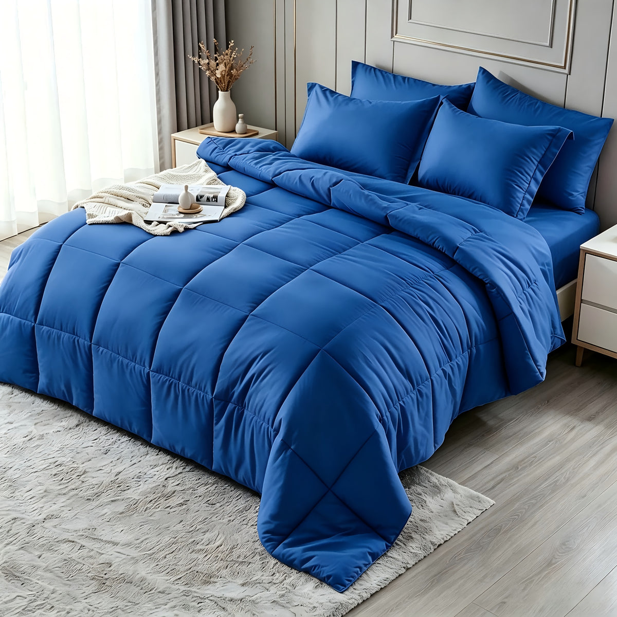 2/3pcs Bed Sheet Sets Queen Size, Double-Sided Tech Fabric, All-Season Comforter-Soft Breathable Quilt for Hot Sleepers & Night Sweats-Bedroom & Camping Use-for Couples & Solo User, 1 Comforter, 1/2 PillowCases, Bedding, Random Color