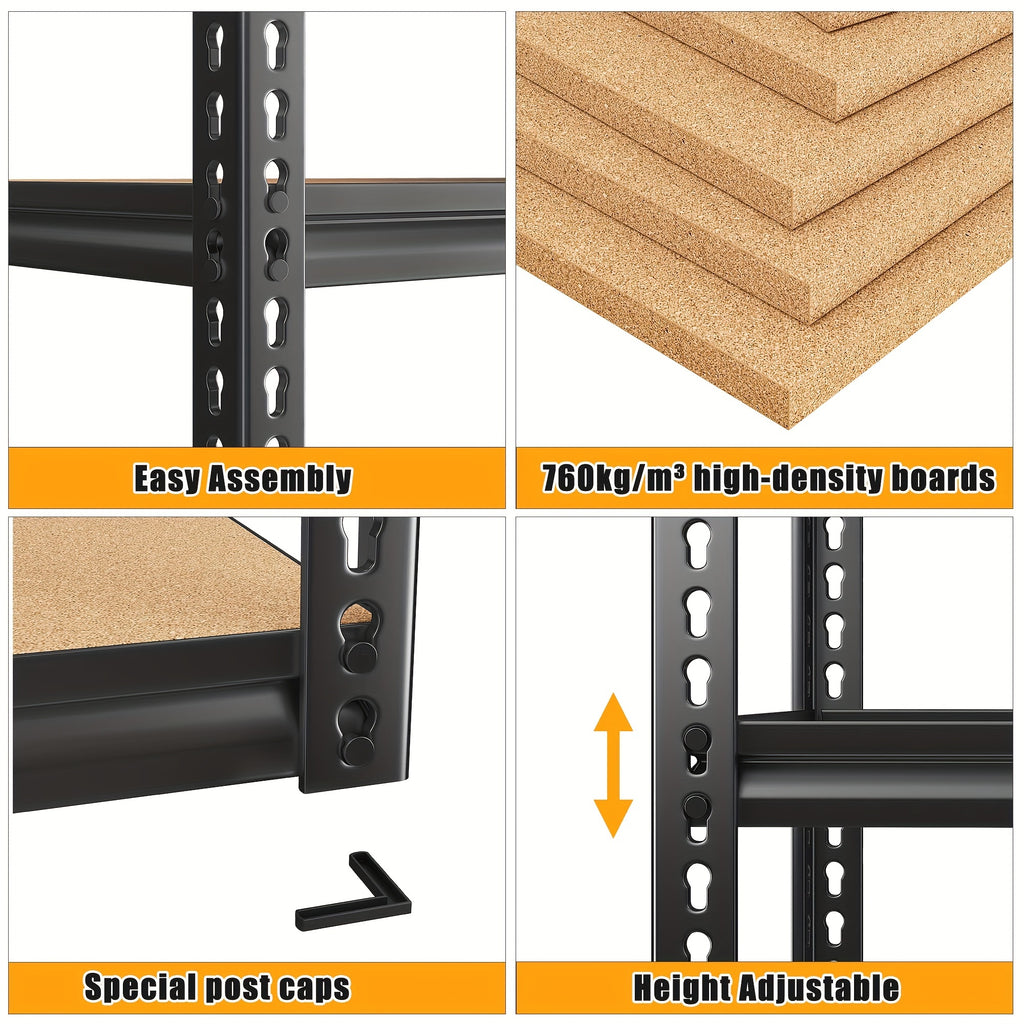 REIBII 2000LBS for garage Shelving Storage Shelves Heavy Duty 5-tier Metal Shelving Units For Garage Shelves 60" H X 28" W X 12" D, Adjustable Utility Shelf Rack For Kitchen Warehouse Basement Pantry Utility Rack Shelf, Black, Standing Shelf