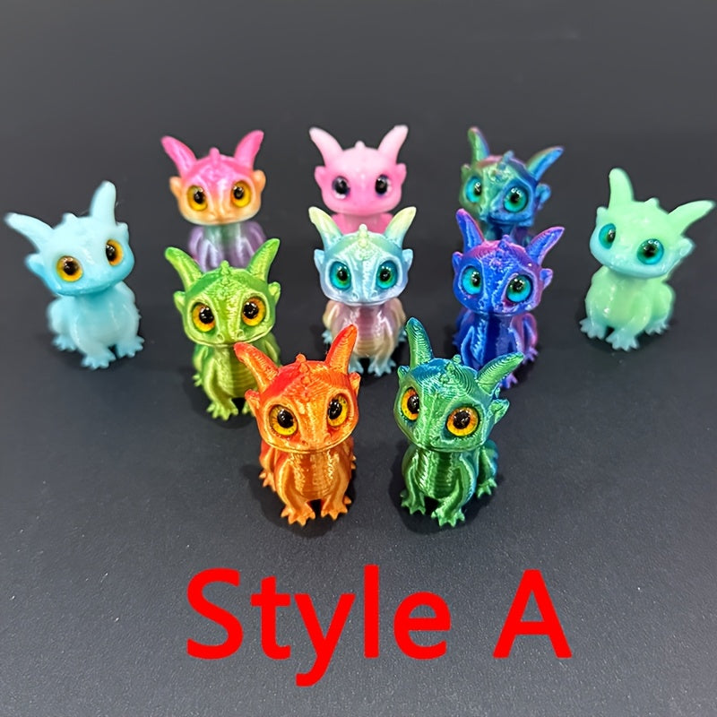 Mini Dragon Figurine Collection with One Dragon Egg, 20 3D Printed Dragons in Gradient Colors for Fantasy Desktop Decor, Party Displays and Collector Gifts