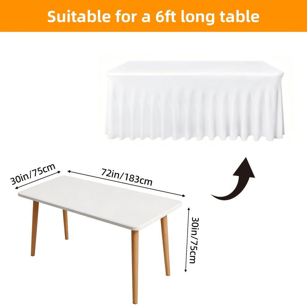 1pc/2pcs/4pcs Table Skirts, 4Ft/6Ft Table Cloth, Black/White Table Cloth Rectangle, for Rectangle Tables, Table Skirts for Rectangle Tables, Tulle Table Skirt, for Birthday, Graduation Ceremonies, Family Dinners, And Christmas