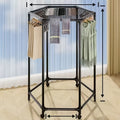 Rotary Clothes Rack, Hexagonal Freestanding Clothing Organizer in Black or White with Optional Mesh Bag for Laundry Rooms and Small Apartment Storage