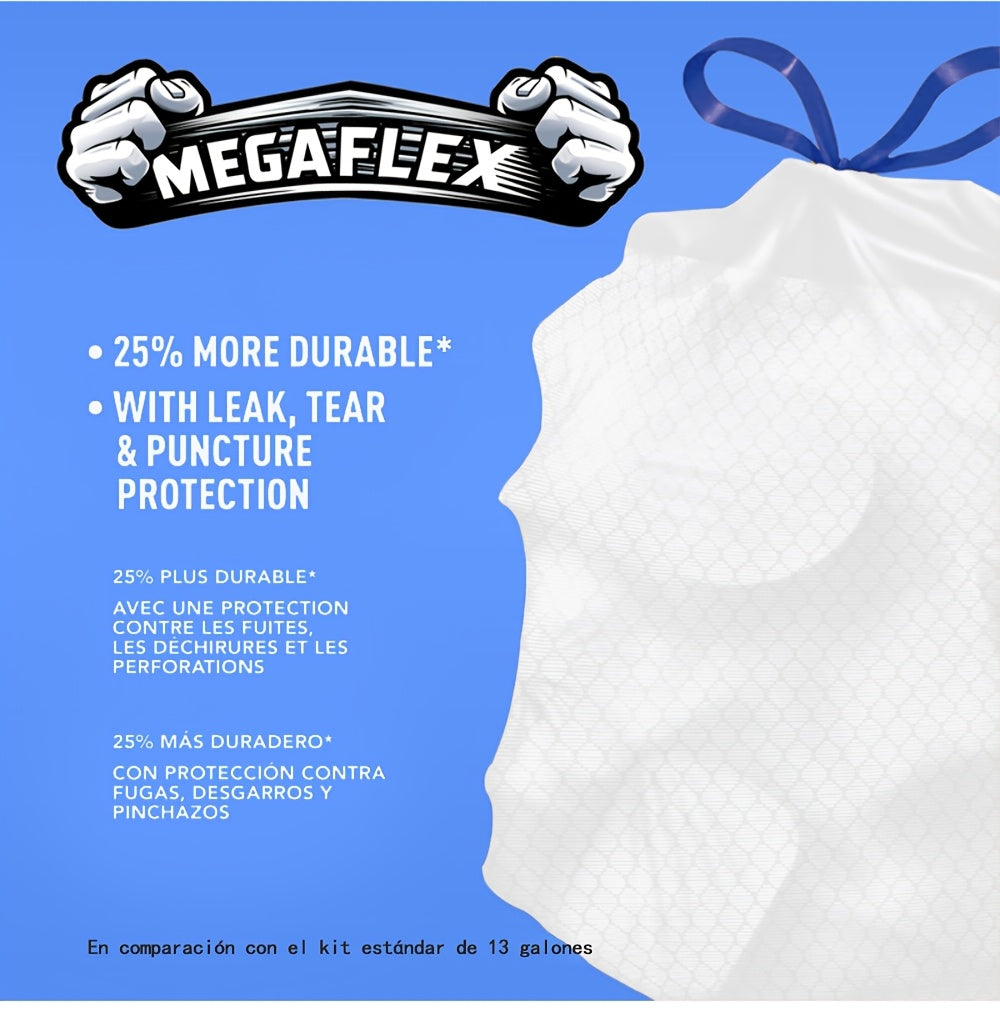150 Bags Boxed Disposable Non Tear Garbage Bag Puncture Tear Resistant Trash Bags, 50 Bags/Roll 13 Gallon Capacity, ODOR ELIMINATORTECHNOLOGY Kitchen Drawstring Garbage Bags Fresh Clean Scent with Lemon Mint Scent, EASY to USEDRAWSTRINGS MORE DURABLE