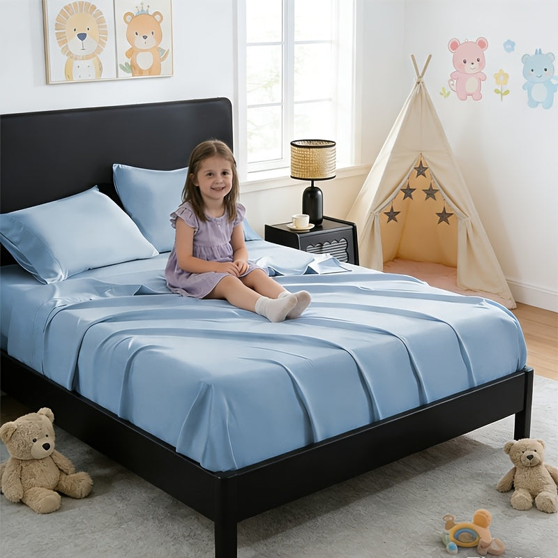 [Breathable Bamboo Sheets] 3/4pcs Breathable Bamboo Bed Sheets Fitted Sheet And Pillowcases Set Child Sheet And Pillowcase Sets, Queen Bamboo Twin Sheet Set, Cooling Queen Sheets Set