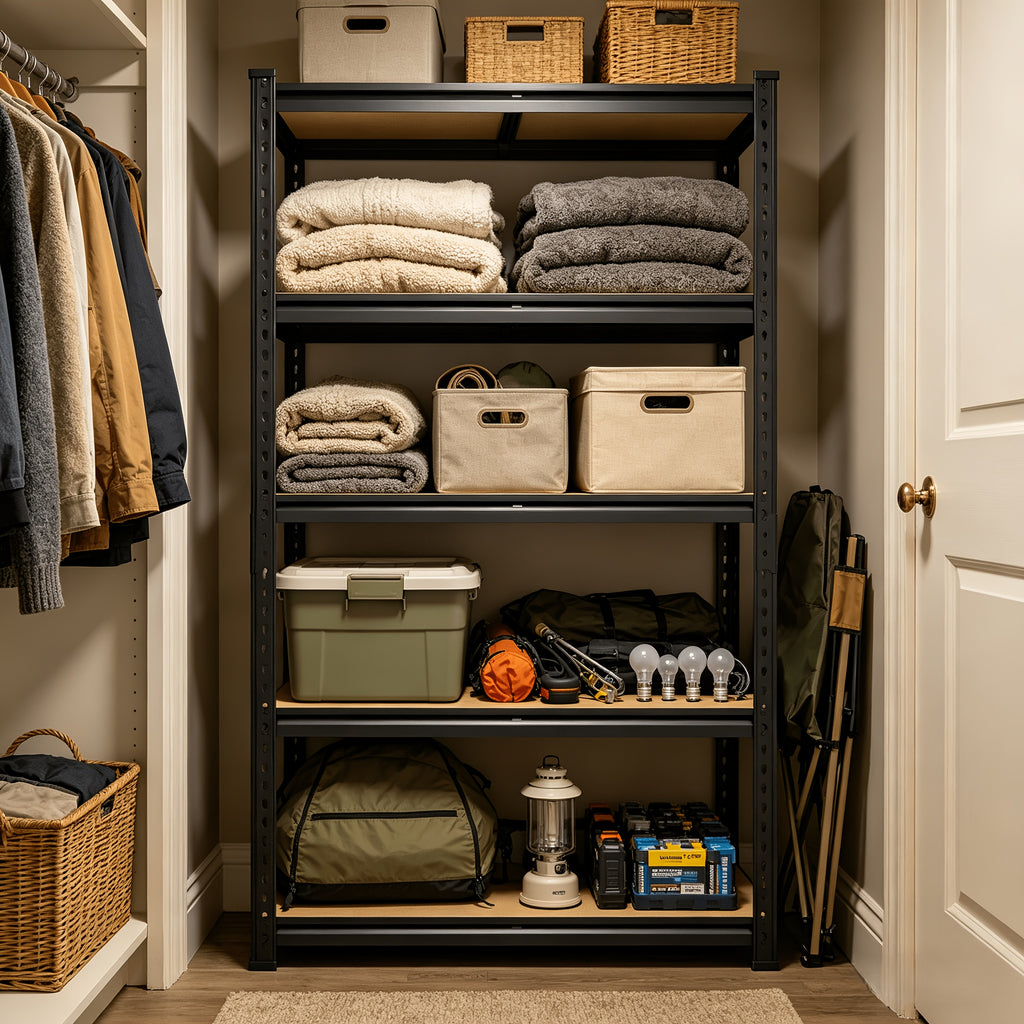 72''H Storage Shelves Heavy Duty Shelving 2000LBS Garage Shelving 5 Tier Metal Shelves for Garage Shelves 35.5"W X72"H X 15.8"D, Adjustable Shelving Unit for Basement Pantry Utility Rack Shelf, Kitchen Standing Rack/ Kitchen Standing Baker's Rack