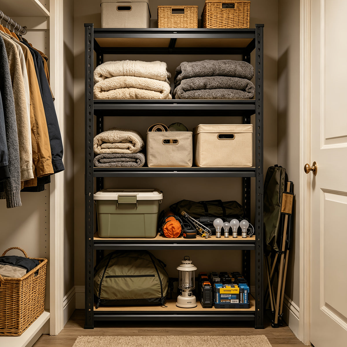 72''H Storage Shelves Heavy Duty Shelving 2000LBS Garage Shelving 5 Tier Metal Shelves for Garage Shelves 35.5"W X72"H X 15.8"D, Adjustable Shelving Unit for Basement Pantry Utility Rack Shelf, Kitchen Standing Rack/ Kitchen Standing Baker's Rack