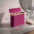 Toilet Paper Storage Basket with Lid and Bamboo Frame, Foldable Bathroom Roll Organizer with Listed 12-Roll Capacity and Mini Size Option for Home Storage