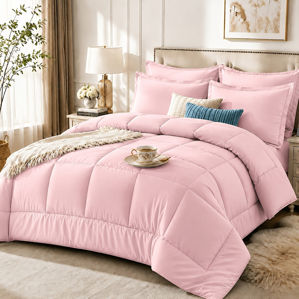 2/3pcs Summer Comforter-Double-Sided Tech Fabric, Large & Extra-Large Bed Bedding Sets, Lightweight Comforter-Soft Breathable For Hot Sleepers&Night Sweats-Elegant Bedroom For Couples & Solo Users, 1Comforter, 1/2Pillowcase, Random Color