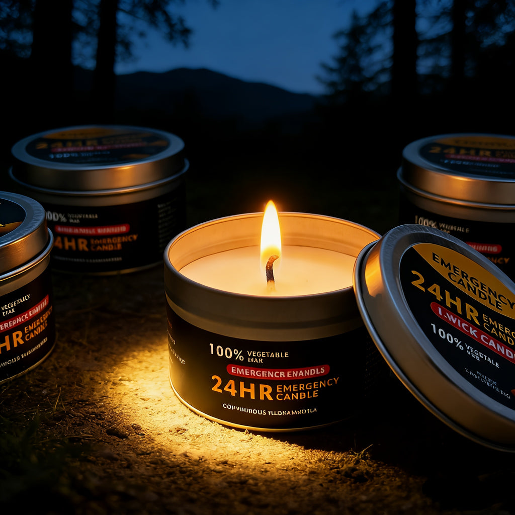 4pcs Long-Lasting 96-Hour Burn Time Unscented Soy & Palm Wax Candles in Metal Containers - 80g Each, 24-Hour Continuous Burn, Indoor/Outdoor Use for Camping, Hiking, Emergency Lighting, Holiday Decor (Halloween, Christmas, Easter