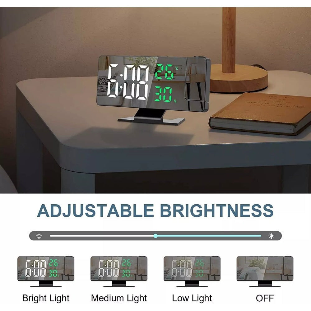LED Temperature And Humidity Projection Alarm Clock, Accurate Temperature And Humidity Monitoring, Intelligent LED Projection Display, Multifunctional Smart Home Devices, Improve The Quality Of Life, Suitable For Office Workers And Students Use
