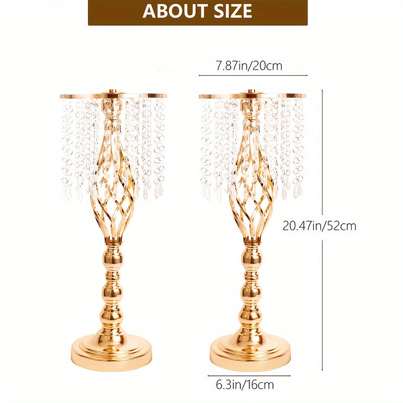 2pcs Metal Flower Vases Crystal Flower Stand Wedding Centerpieces for Tables Party Dinner Event Restaurant Hotel Decoration, New Year Decoration
