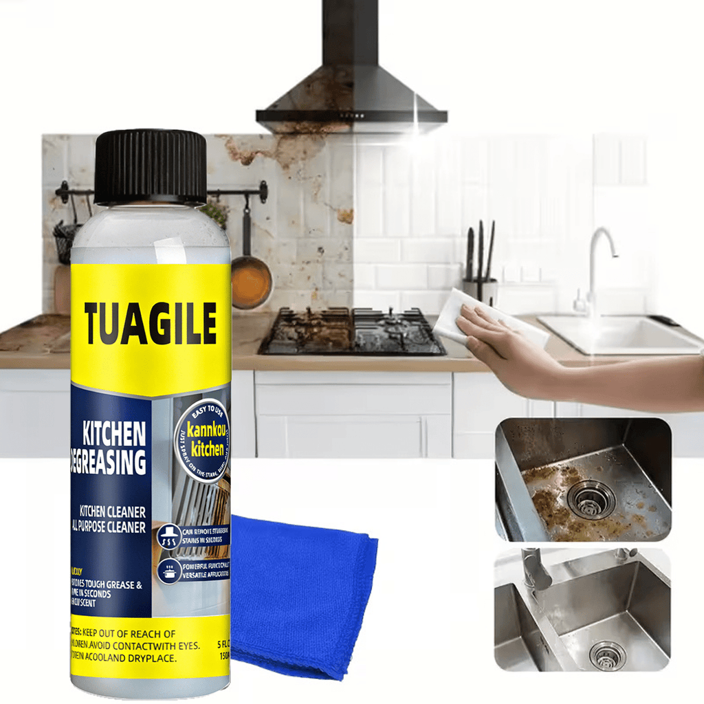 Heavy-Duty Kitchen Grease & Stain Remover Fast-Acting Spray for Stovetops and Walls. Wipes Clean Instantly, Leaving No Sticky Residue. The Ultimate Household Kitchen Grease Buster Versatile Stain Removal for Pots, Pans, and Utensils. Highly Efficie