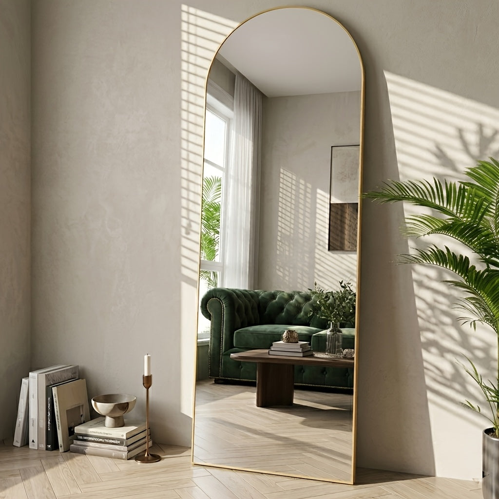 Full Length Floor Mirror, Shatterproof Tempered Glass & Metal Frame, Free Standing or Leaning Dressing Mirror, Circle Vanity Mirrors in Various Sizes Suitable for Home Decor, Bathroom Bedroom Living Room Entryway, Hanging or Leaning