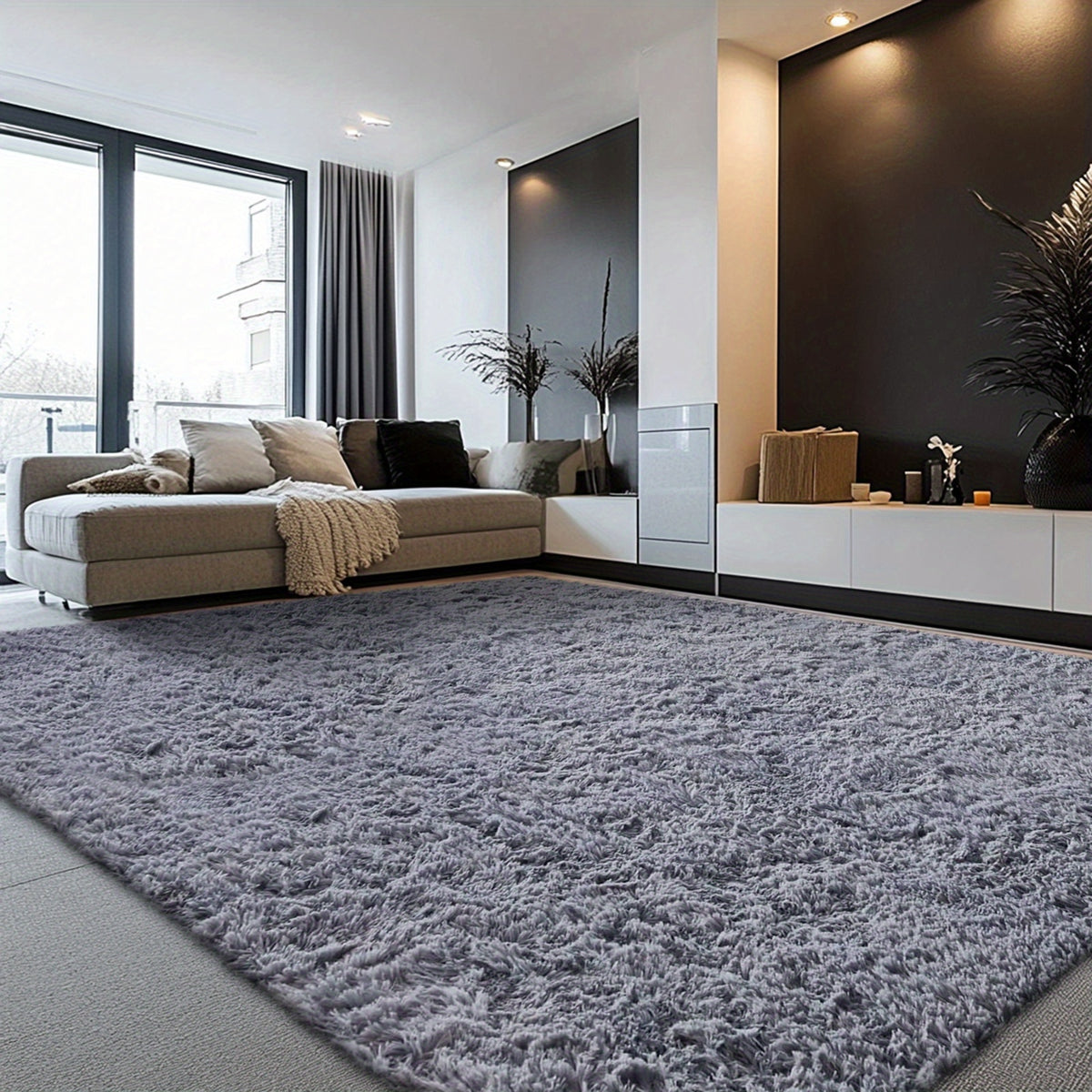 Rugs for Living Room, Super Soft Fluffy Shaggy Area Rugs for Bedroom, Cozy Floor Mats, Plush Indoor Carpet for Kitchen, Faux Rug for Room, Home Decor, Housewarming Gift, Door Mat
