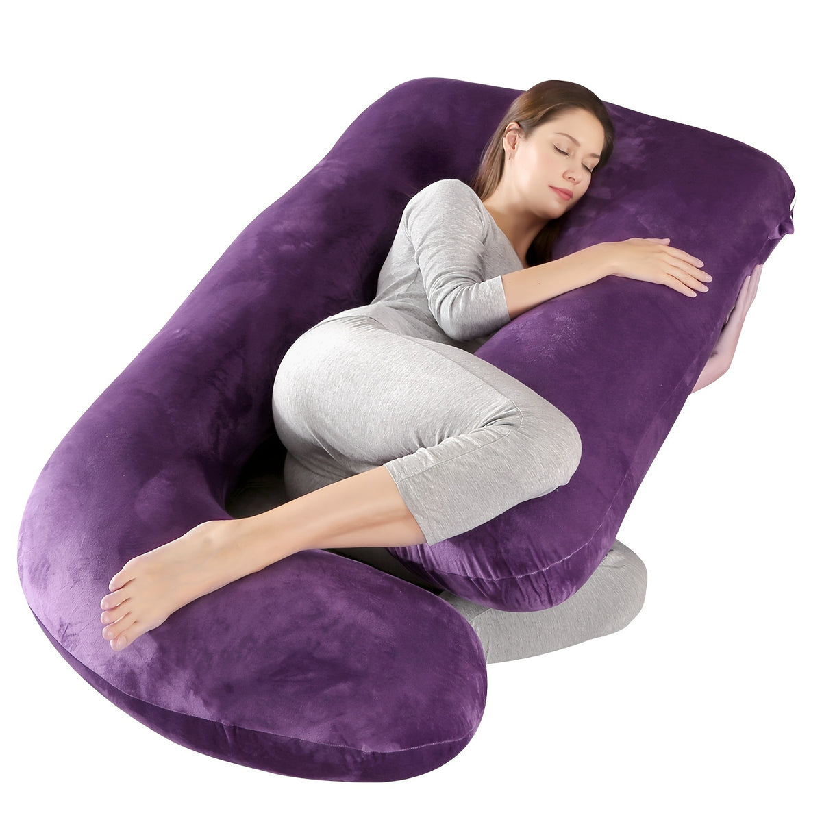 J Shaped Pregnancy Pillow, Full Body Maternity Support for Back, Legs and Tummy with 60 Inch and Small 41 Inch Options for Bedtime Comfort