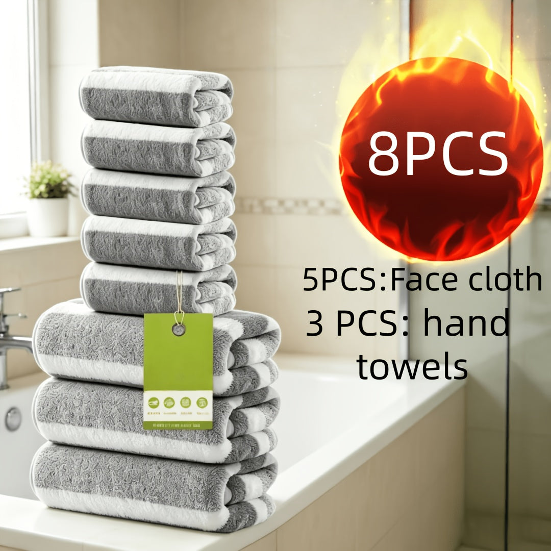 [Ultra-Soft Towel Set] 12/8pcs Towel Set, Ultra-Soft Towel Set with Excellent Absorbency And Quick-Drying Performance, 8pcss Include (1 Large Bath Towel, 2 Medium Bath Towels, 4 Small Bath Towels, 1 Hair-Drying Towel)